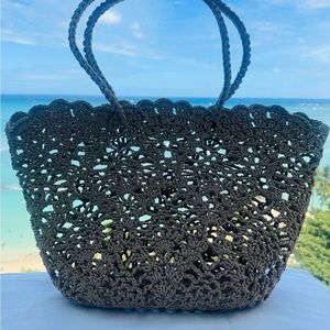 Elegant Brown Crochet Tote Bag